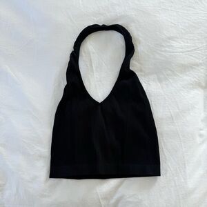 Aritzia Sunday Best Black Ribbed Halter Crop Top